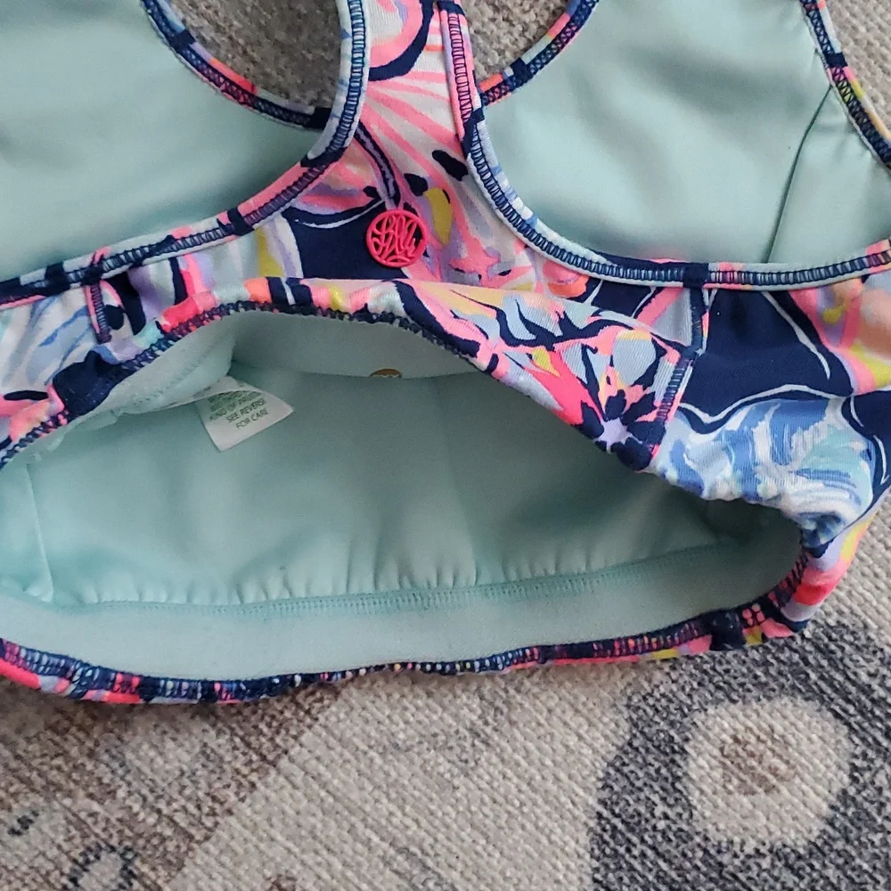 Lilly Pulitzer Luxletic Sports Bra Pink Blue Shell SzXXS.